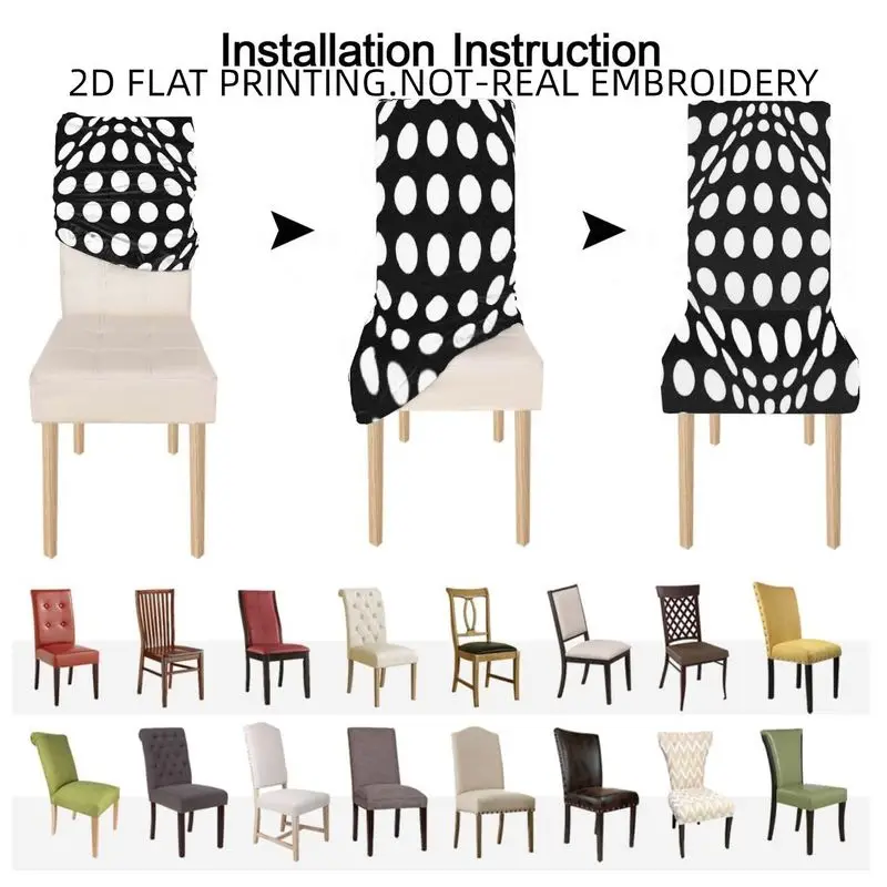 Elastic dining chair cover bow chair cover tablecloth visual effect geometric black and white modern style 2D flat pattern