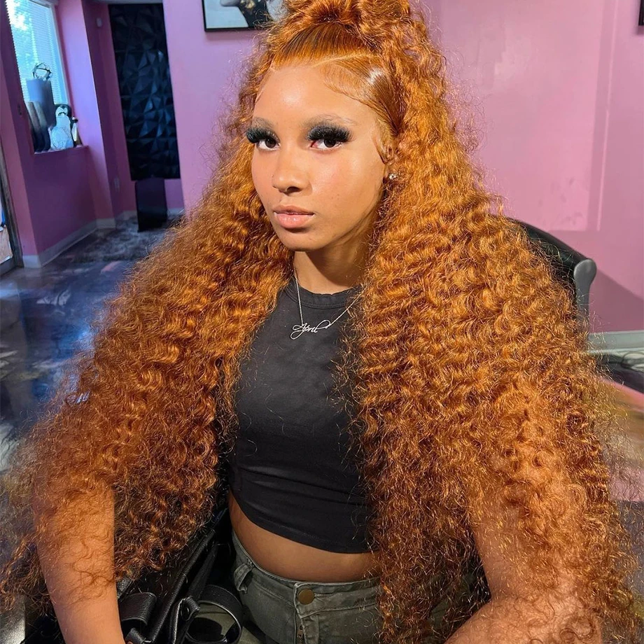 13x6 Hd Colored Ginger Orange Curly Lace Frontal Wig 13x4 Deep Water Wave Lace Front Human Hair Wigs 30inch Brazilian Preplucked