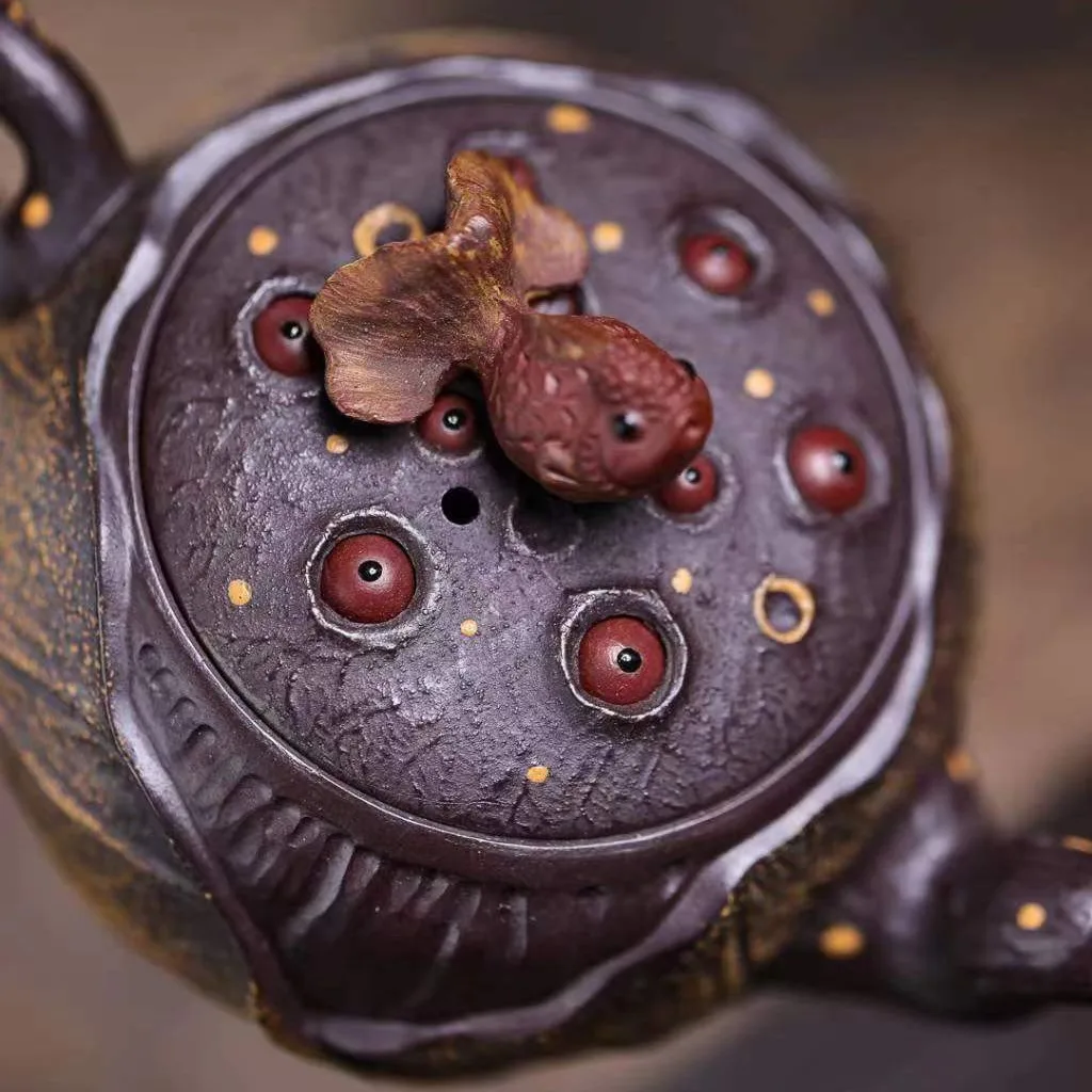 High Quality Real Yixing Jasaho Zisha Clay Teapot Goldfish Pot Creative Boutique Bionic Set Large Capacity