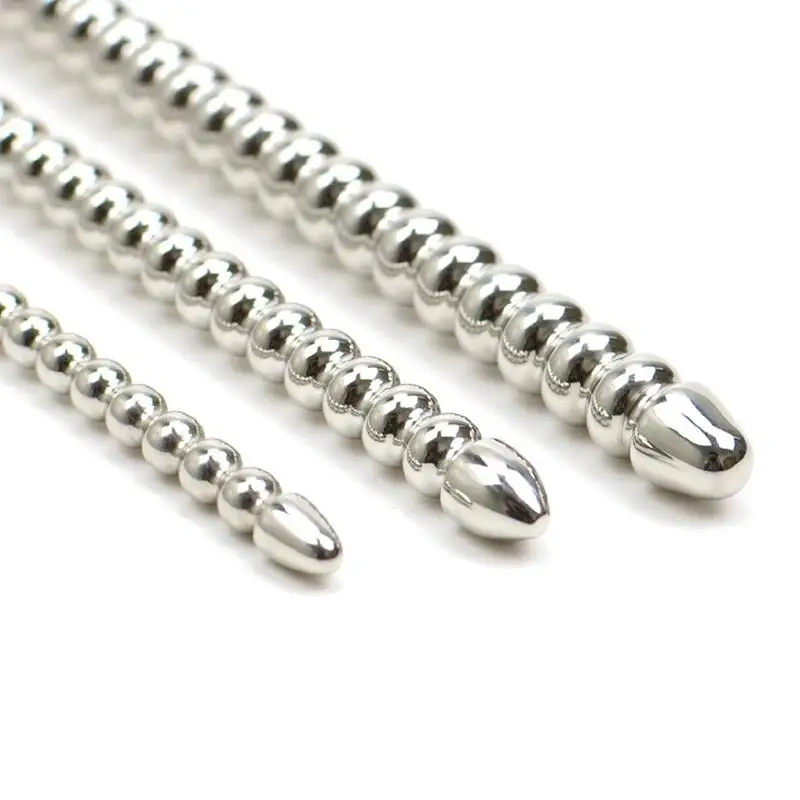 For Men 6mm/8mm/10mm Beads Penis Plug Urethral Sounds Dilator Metal Stainless Steel Urethral Beaded Insert Rods Sounding sex toy