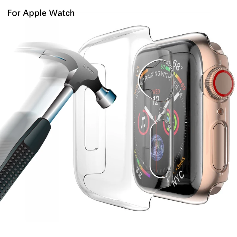 1PC 44\40mm Ultra-thin Hard Screen Protective Case for Apple Watch iWatch Series 4 5 6 Cover Shell Frame Transparent Protector