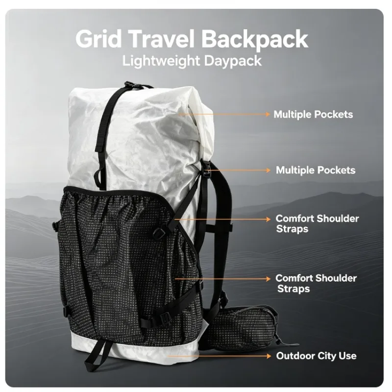 Ultralight Waterproof Hiking Rucksack Ergonomic Back‑Carrying System for Trekking Trail Running Camping Travel Shoulder Pack