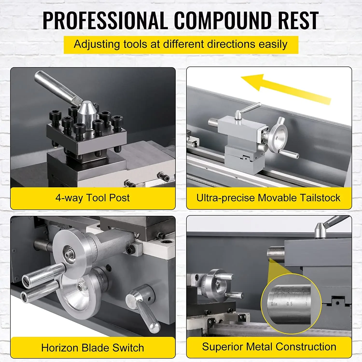 Professional Compound Res 8.7x23.6 Inch Desktop Mini Metal Lathe Machine