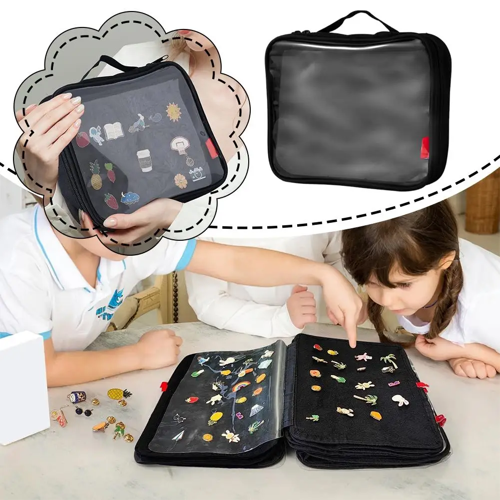 

Enamel Pin Display Book Collection Or Travel Pin Hand Display Bag With PP Transparent Protective Film Pin Collector Bag