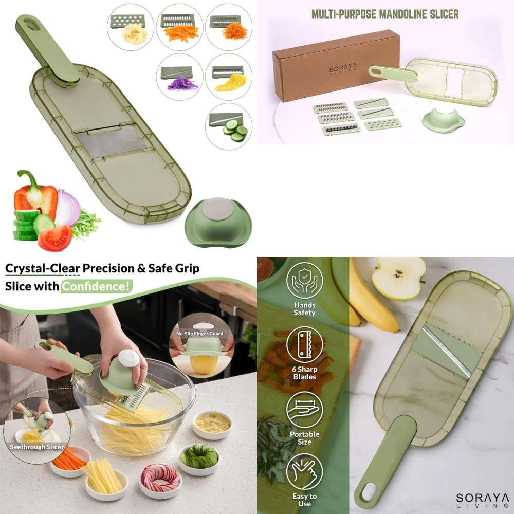 

Fruit & Vegetable ToolsSafe Mandoline Slicer 6 in 1 with Adjustable Blade Vegetable Chopper Food Slicer Kitchen Gadget for