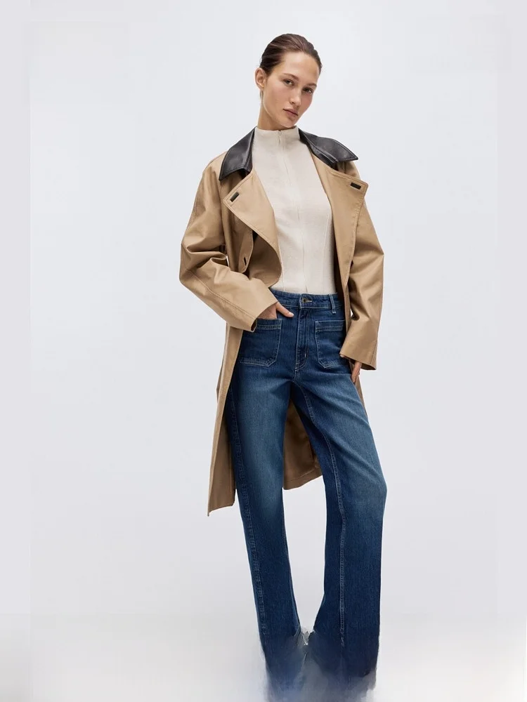 

High Waist Wide Leg Straight Cut Jeans Women's Casual Style H&M Cotton Blend Elastic Fibers Spring 2026 Collection