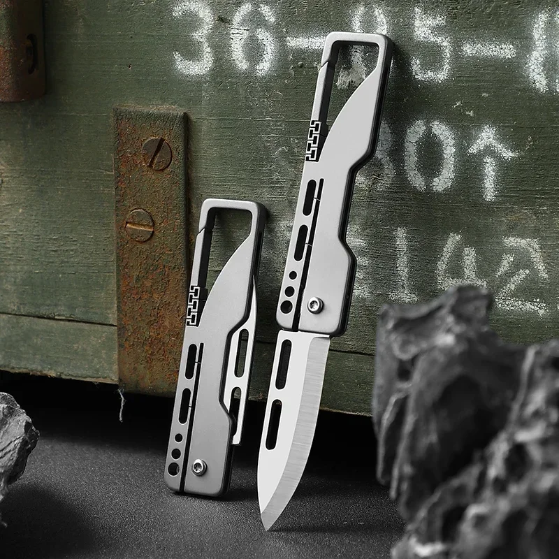 EDC Titanium folding knives slim pocket knife pocket knife for women Keychain knife tanto folding knife small pocket 2024