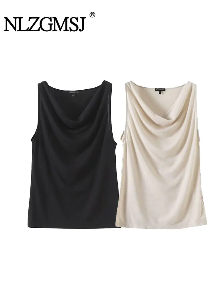 

2025 Summer Casual Chic Women Tops Solid O-Neck Sleeveless Straight Vest New Fashion Holiday Loose Tops
