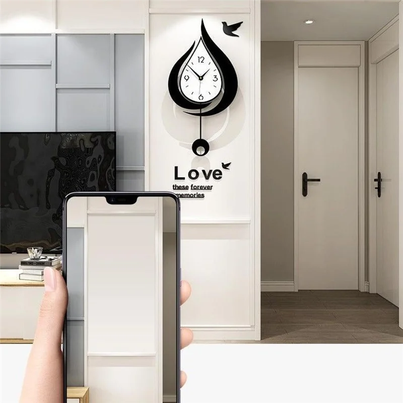 

B50C Living Room Wall Clock, Dining Room, Entrance Clock Home Silent Punch-Free Clock