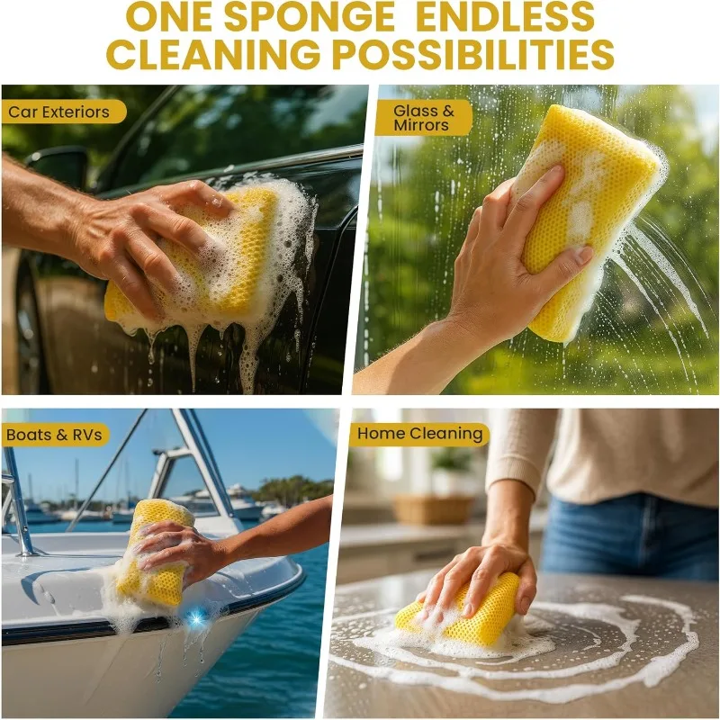 Nuevo Iconikal almohadilla de esponja para fregar insectos de microfibra, paquete de 6 esponjas para lavado de coches, bloque de esponja para limpieza de coche, bloque de esponja de tela