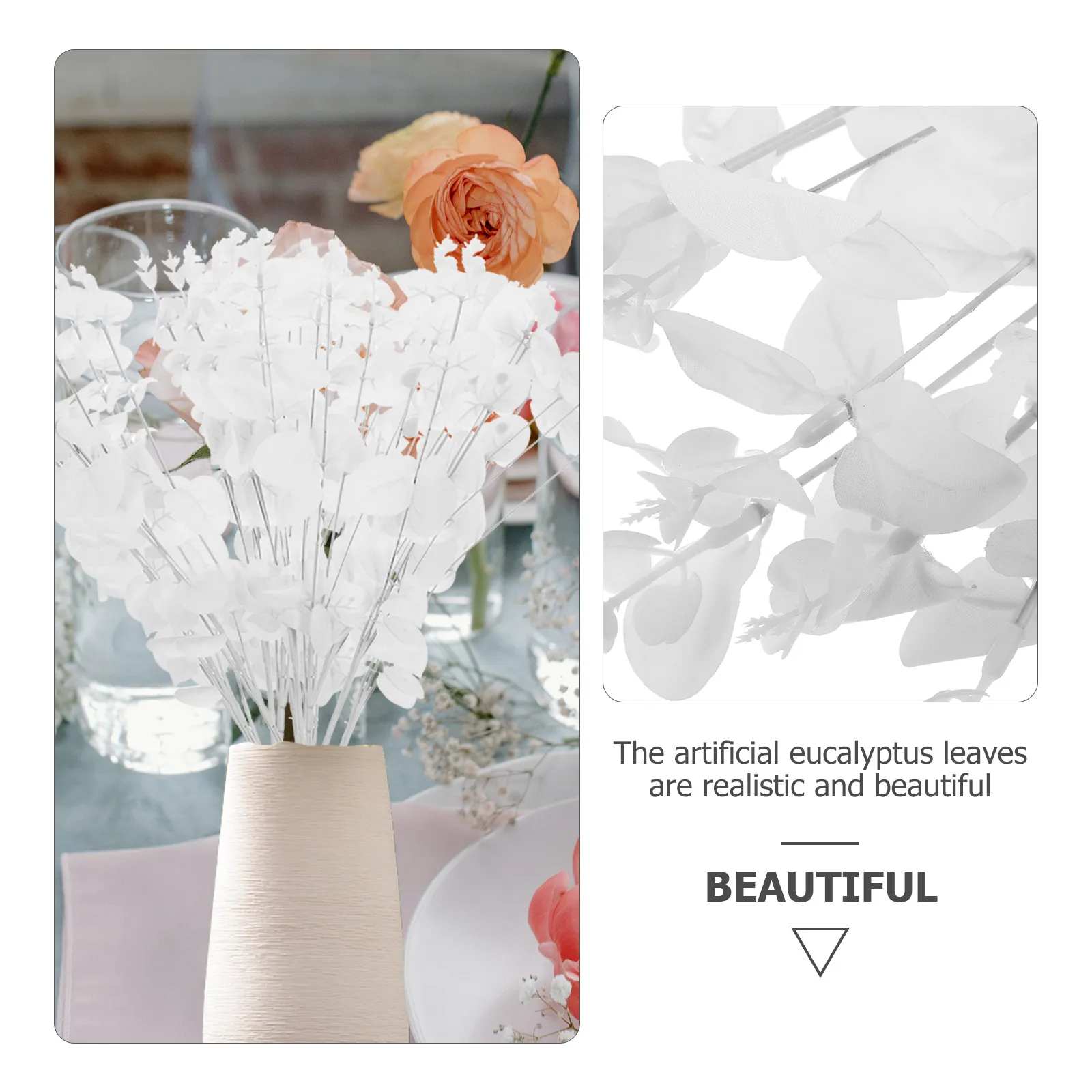 

3pcs Stems Artificial Leaves Faux Flower Floral Arrangement Faux Branches Branches Home Decor Wedding Centerpiece