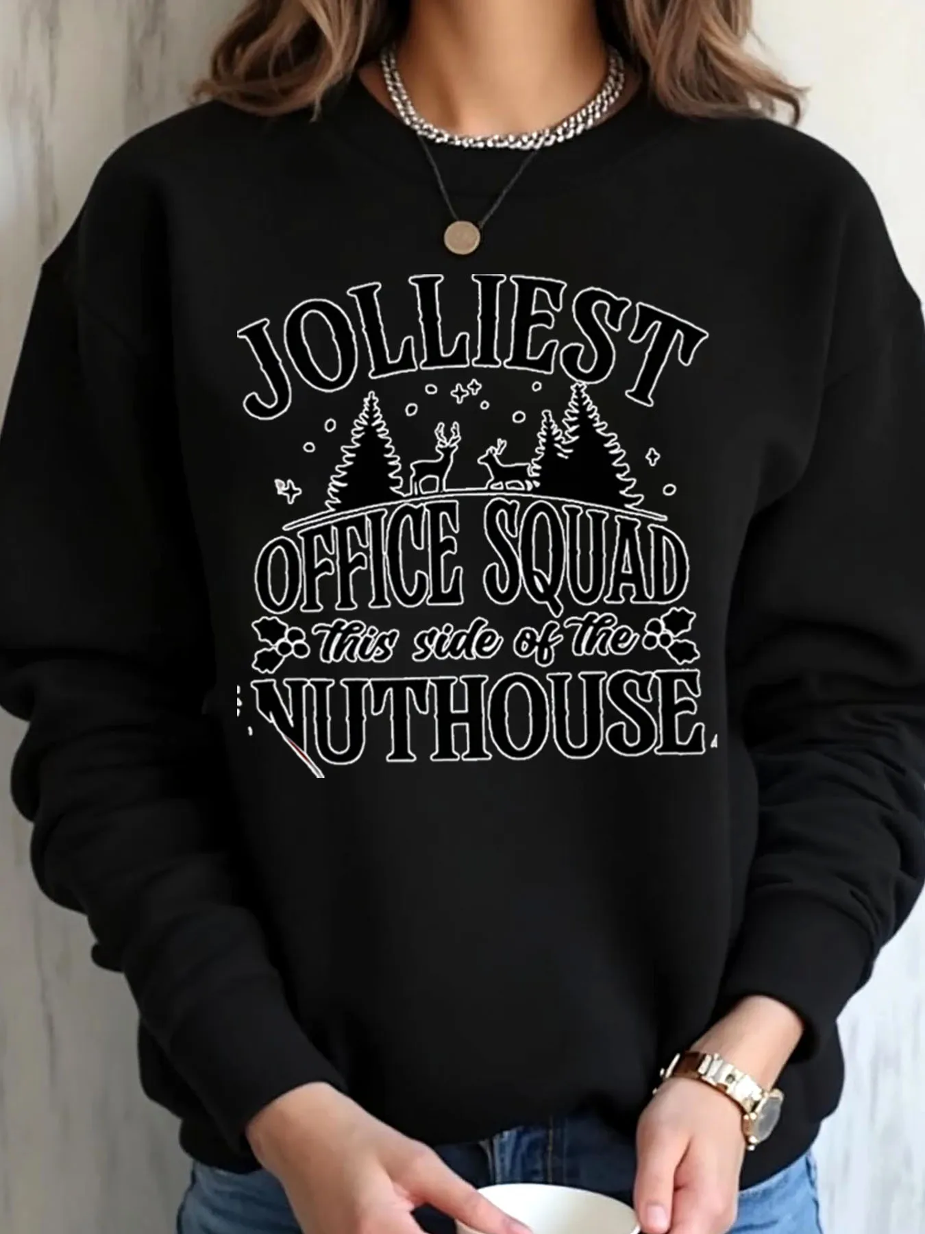 

Женская толстовка большого размера, рождественская праздничная офисная одежда с принтом «Ореховый домик», уличная одежда