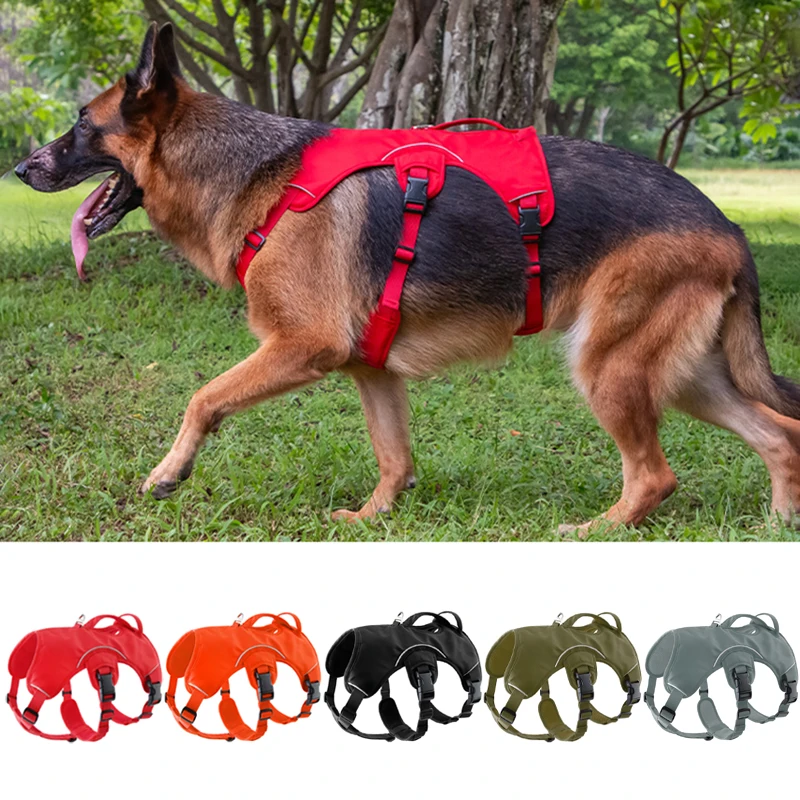 

Escape Proof Tactical Dog Harness Adjustable Reflective No Pull Breathable Vest for Medium Large Dogs Outdoor Hiking Training