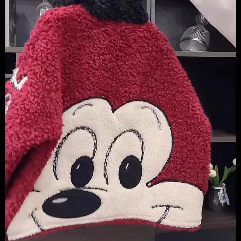 Cappotto con cappuccio Top a maniche lunghe slim fit allentato foderato in pile di Topolino Sherpa patchwork resistente alla moda europea per le donne