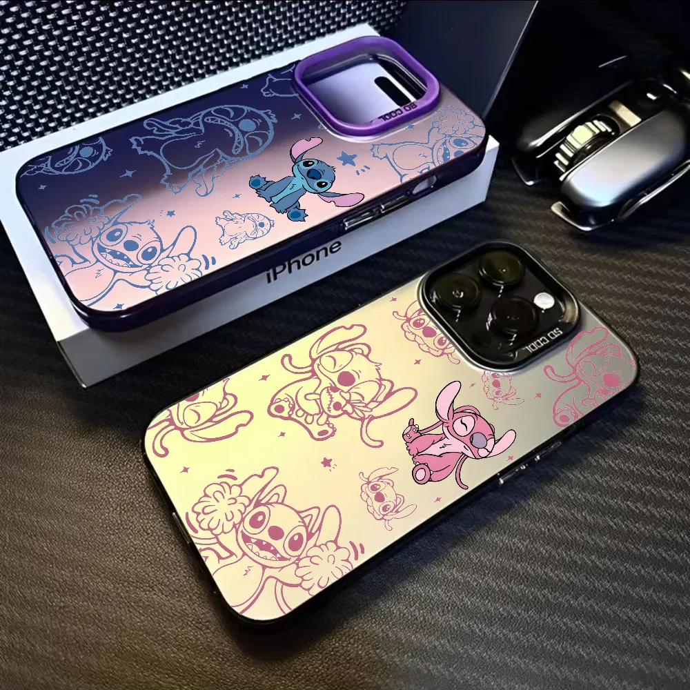 

Disney Stitch Couples Phone case For iPhone 16 15 14 13 12 11 Pro Max Black Purple Matte Ultra-thin Soft Candy Abrazine Funda