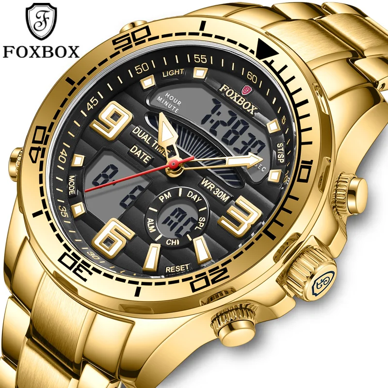 FOXBOX Digital Men Military Watch Waterproof Wristwatch LED Quartz Clock Sport Watch Male Big Watches Men Relogios Masculino+Box