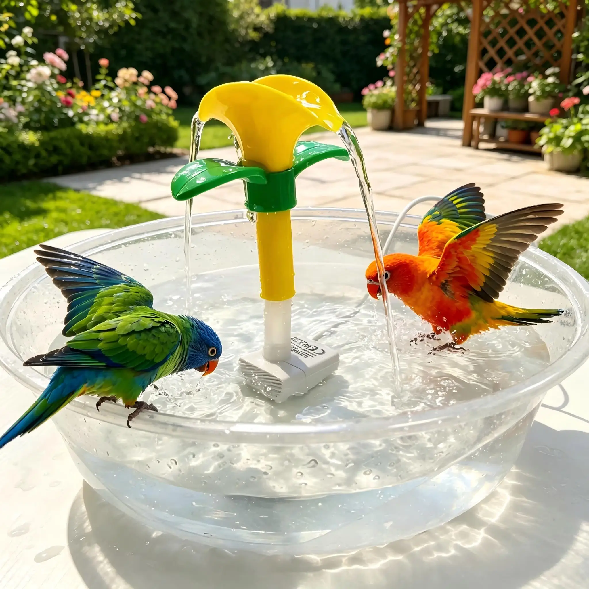 T-Shaped Bionic Small Flower Fountain with USB Low-Pressure Water Pump（not include the basin）, DIY to Fit Most Water Bowls