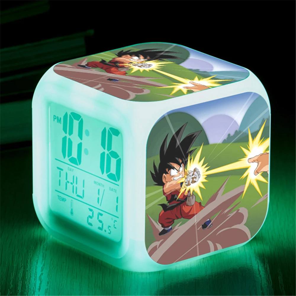 Anime Dragon Ball Digital Clocks Son Goku Gohan Vegeta Majin Buu Broli Bulma Trunks Alarm Clock Figure Kids Glowing Toys Doll