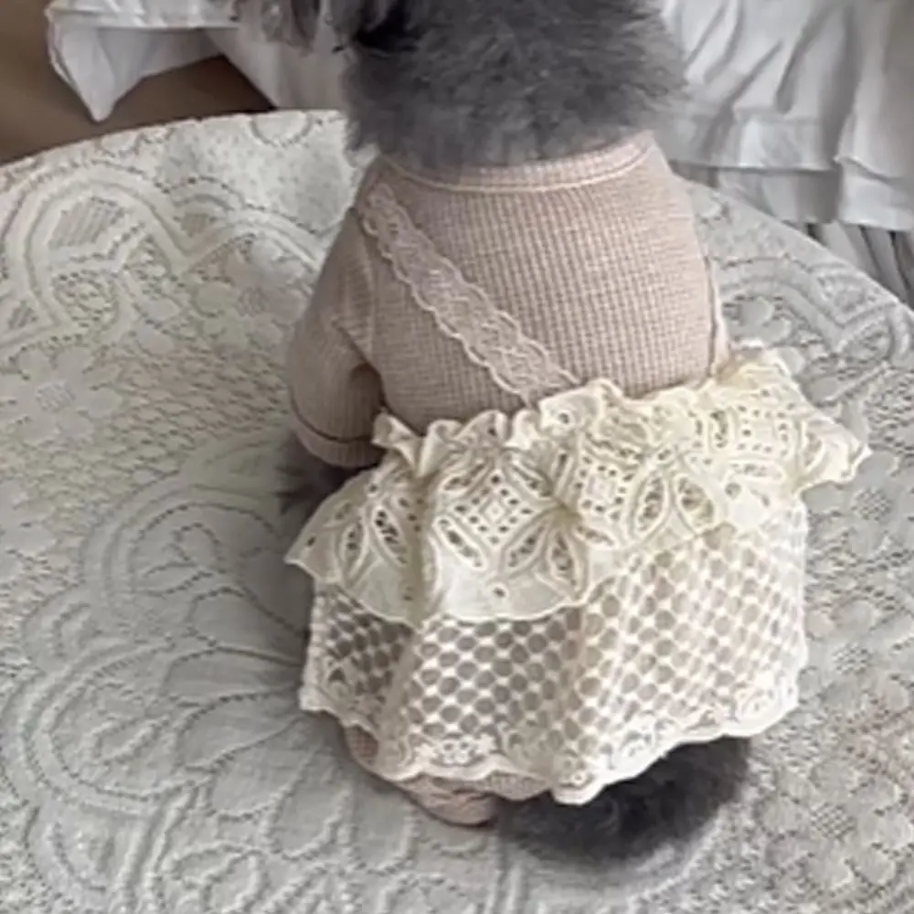 

Comfortable Lace Camisole Pet Spring Summer Jumpsuit Soft Breathable Dog Pajamas Waffle Lace Cat Clothes Small Animal