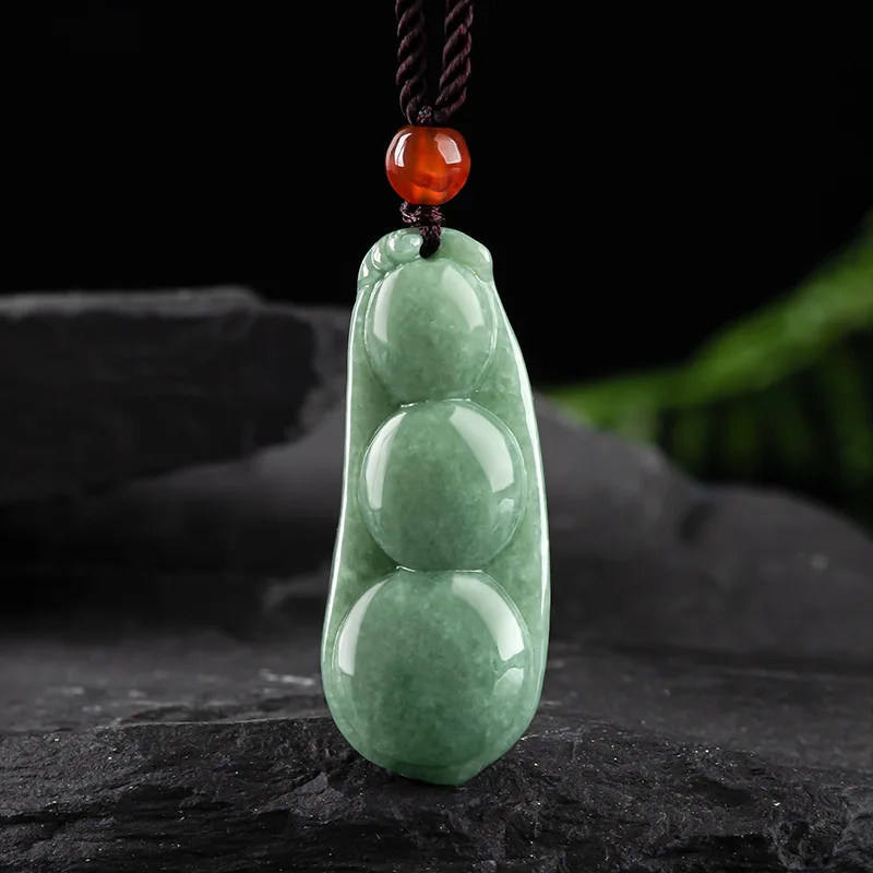 

Natural Burma A Jade Beans Green Fudou Jade Pendant Ice Jadeite Charms Flower Pieces Wholesale For Women's Jewelry Drop Shipping