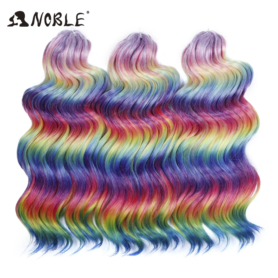 Noble Synthetic Twist Crochet Curly Hair 16“ Rainbow Color Deep Wave Braid Hair Ombre Blonde Water Wave Braiding Hair Extensions