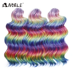 Noble Synthetic Twist Crochet Curly Hair 16 Rainbow Color Deep Wave Braid Hair Ombre Blonde Water Wave Braiding Hair Extensions