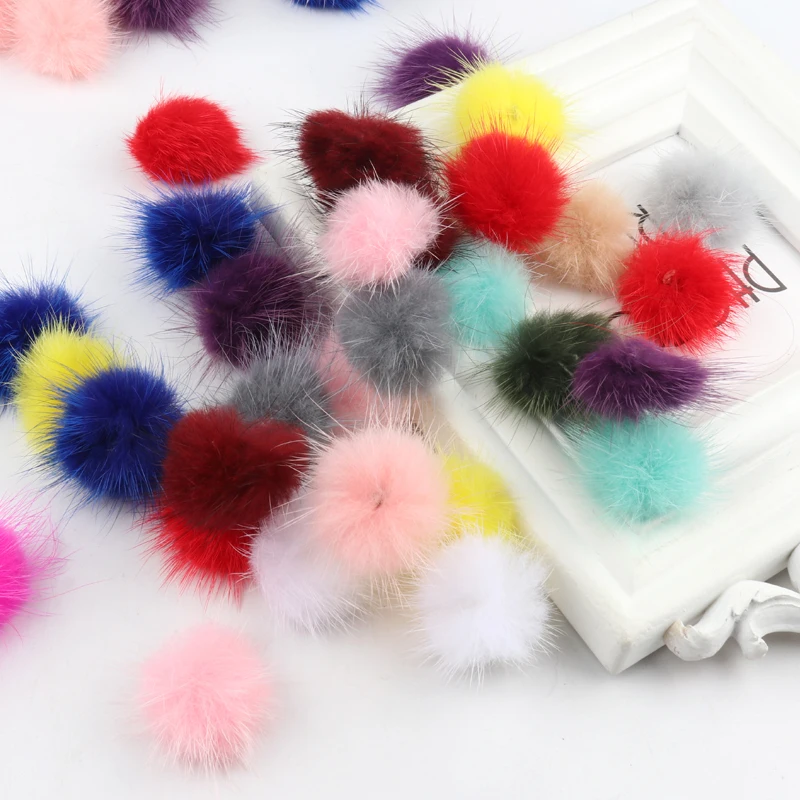 3CM/10PCS DIY Pompons Mink Fur Ball Pomom In Key Chains As Jewelry Colorful Pompoms For Headdress Earrings Accessories Crafts