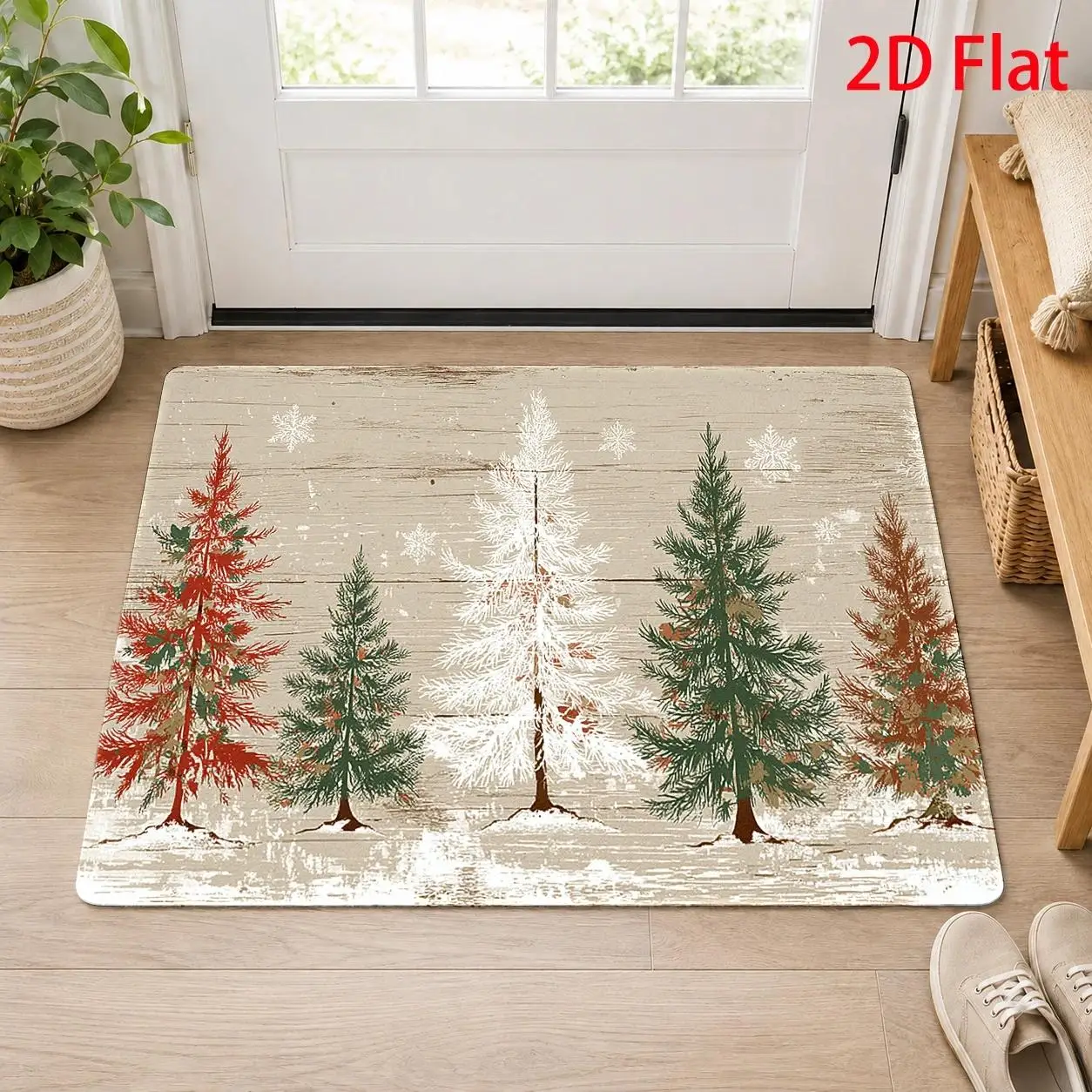 Stunning Navy Blue White Lace Snowflake Design Print Durable Washable Indoor Floor Mat For Modern Cold Season Entryway Layer