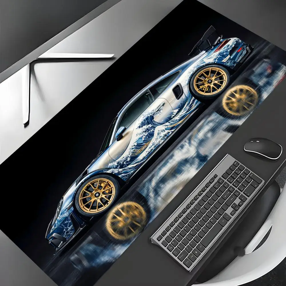 Large Mousepads Wave-Painted Car Mouse Pad Gaming Mats Non-Slip Desk Mat Mouse Carpet with Stitched Edge HD Printing Office Mat