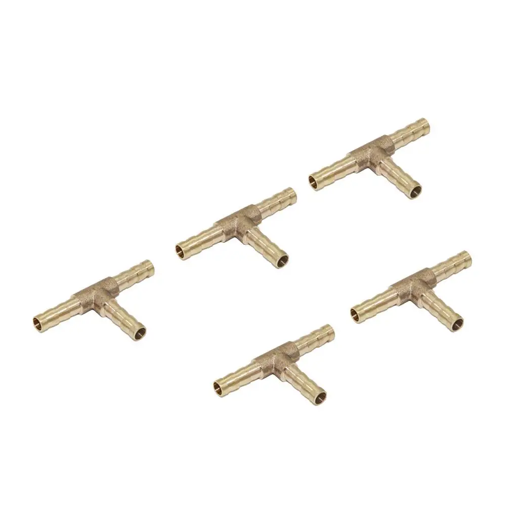 Brass Barbed Tee Adapter Three Way Hose Joiner Tee Connector Air Oil Gas Fitting for Irrigation Systems
