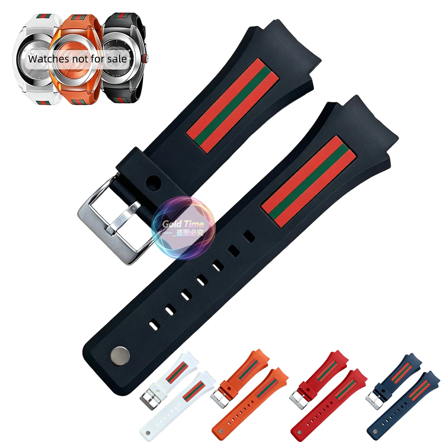 Pulseira de Borracha para Relógio Gucci Sync XXL YA137/YA137107A com Porta Protrusa Dedicada, à Prova d'Água, Masculina, Preta, 18mm 21mm
