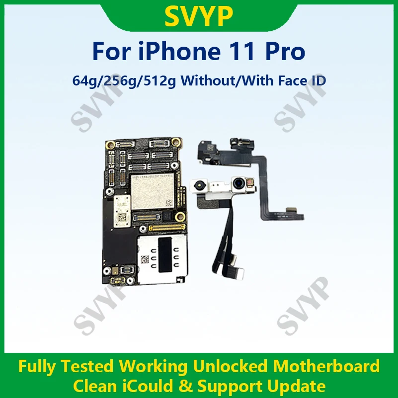 Для iPhone 11 Pro с разблокированной материнской платой Face ID, очищенной iCloud, полностью протестированной материнской платой, совместимой с 11 Pro, быстрая доставка