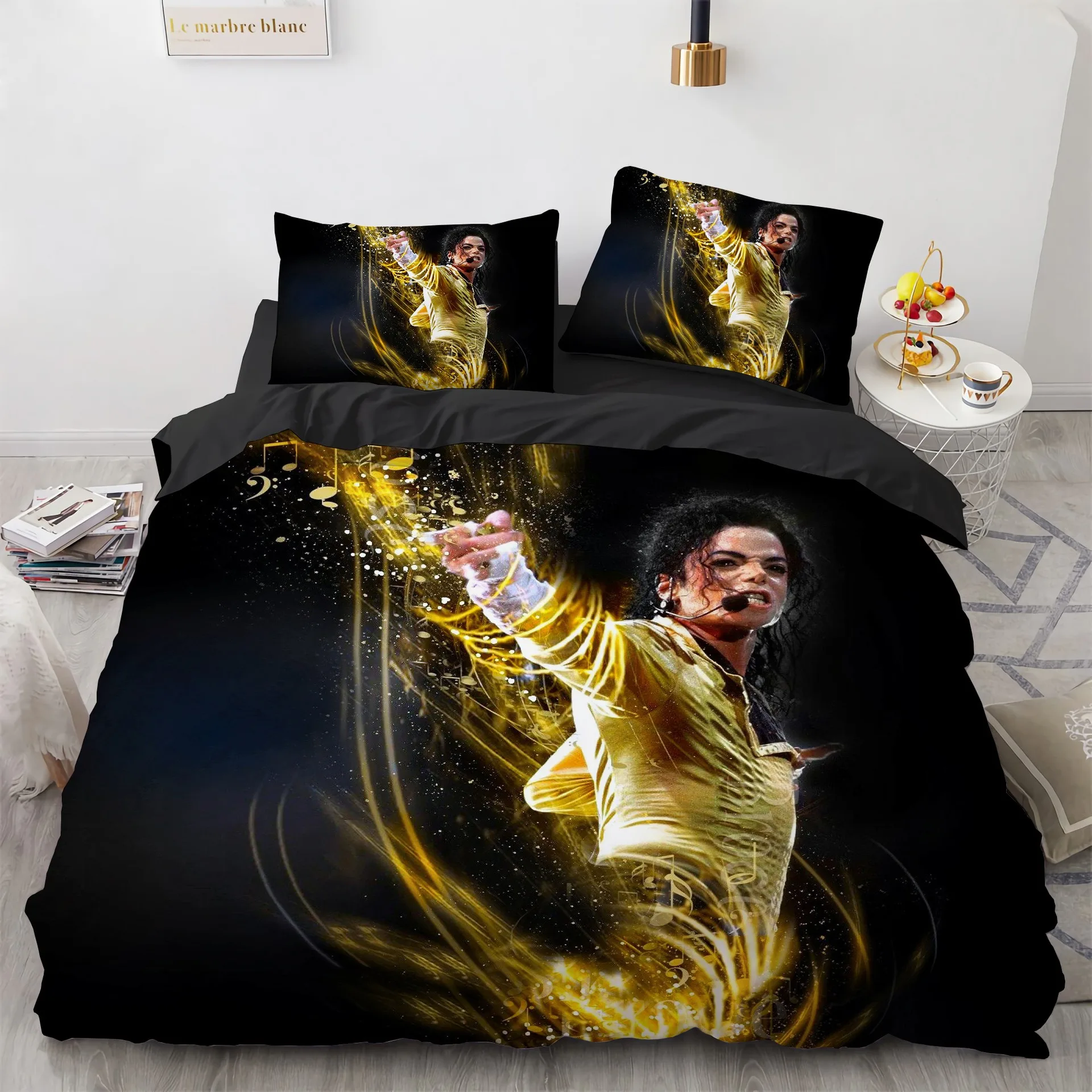 

Michael Jackson Bedding Set Duvet Cover Set Lightweight Soft Duvet Cover Decorative Bedding for Teenagers Boys Girl Gift Large