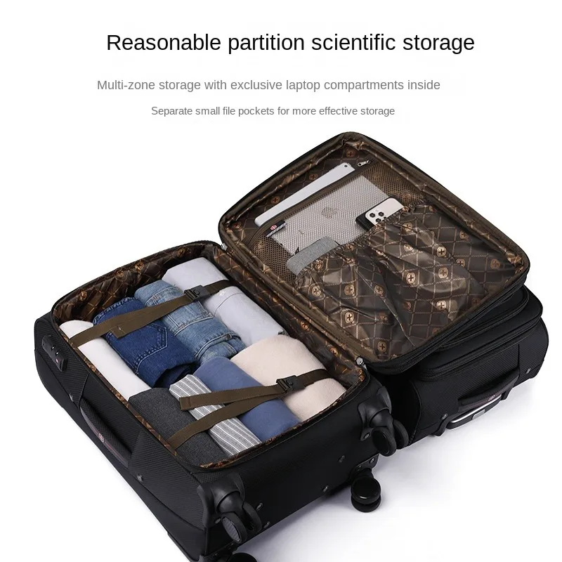 Bagagli da 20-28 pollici Tessuto Oxford impermeabile Valigia di grande capacità Trolley Borsa da trasporto da 20 pollici Valigie da viaggio Lucchetto TSA