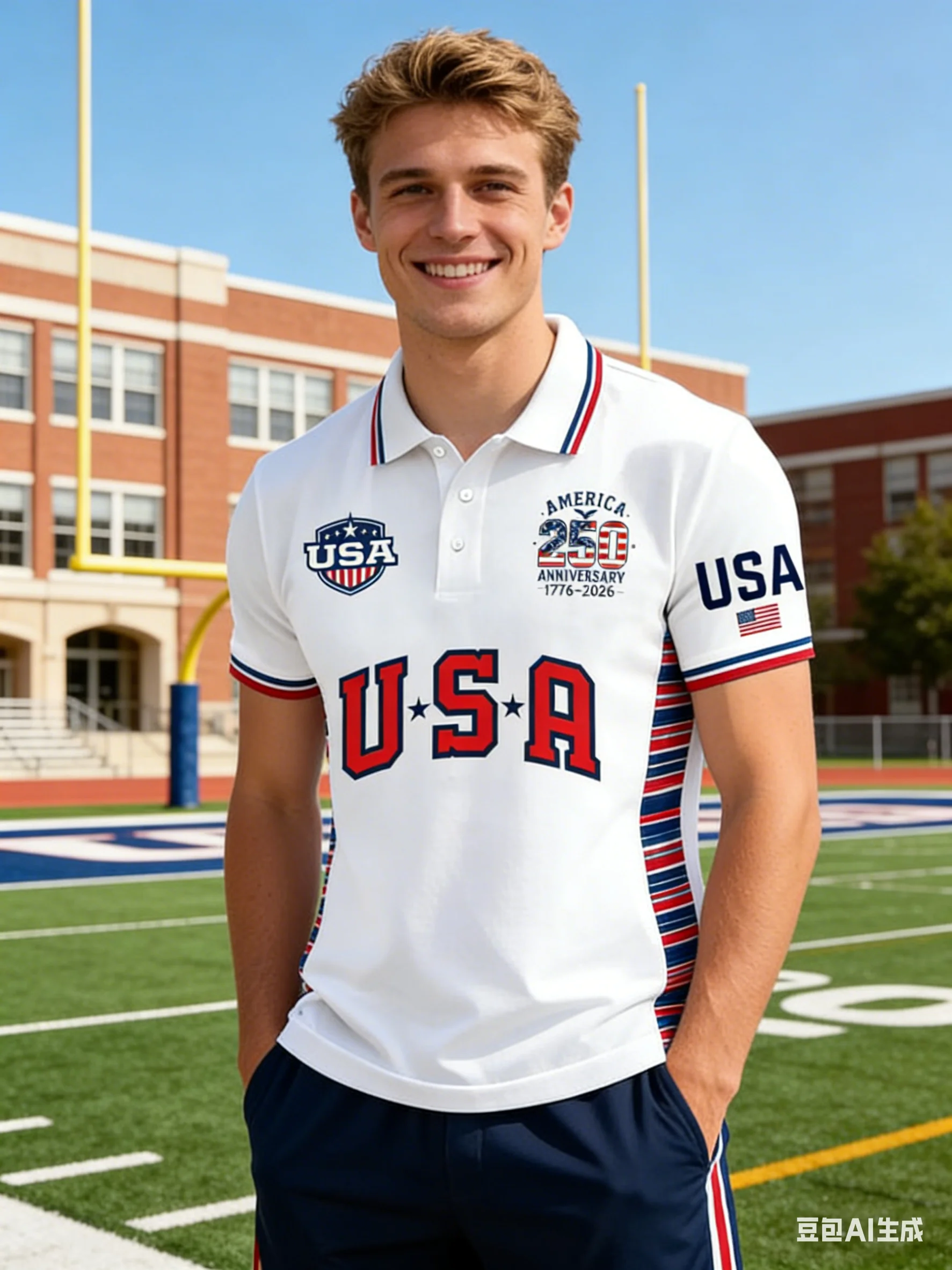 Trendy Patriotic USA 250th Anniversary Polo Shirt Men 3D Print Brush Stroke USA Flag Short Sleeve Casual Top for Independence