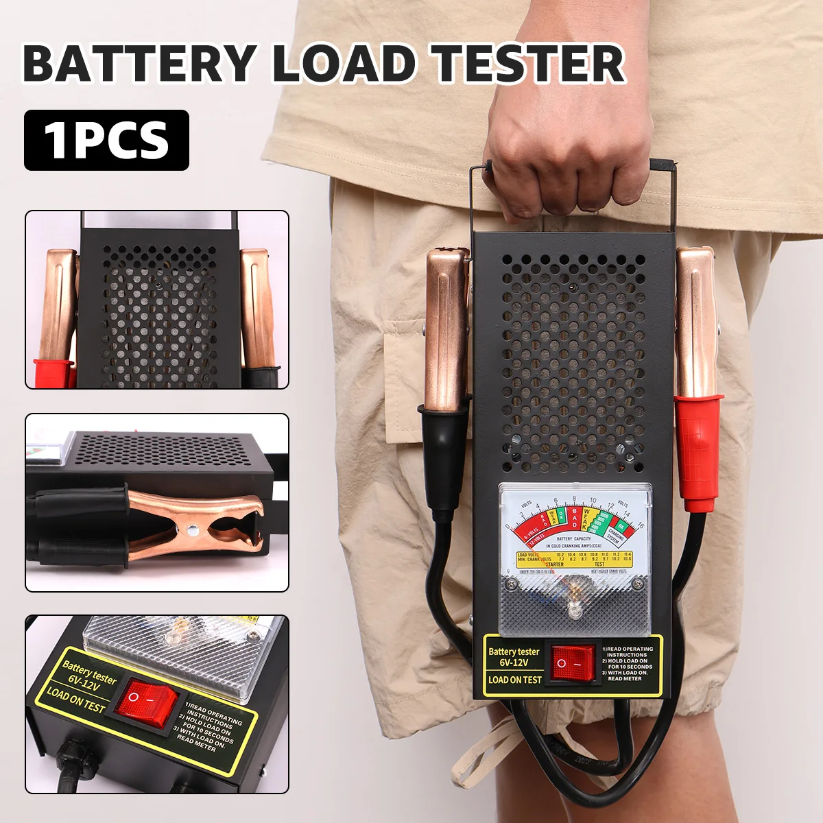 Car Battery Load Tester 6V-12V 100Amp Automotive Battery Load Checker 1000 CCA Max Portable Battery Charging System for Truck RV