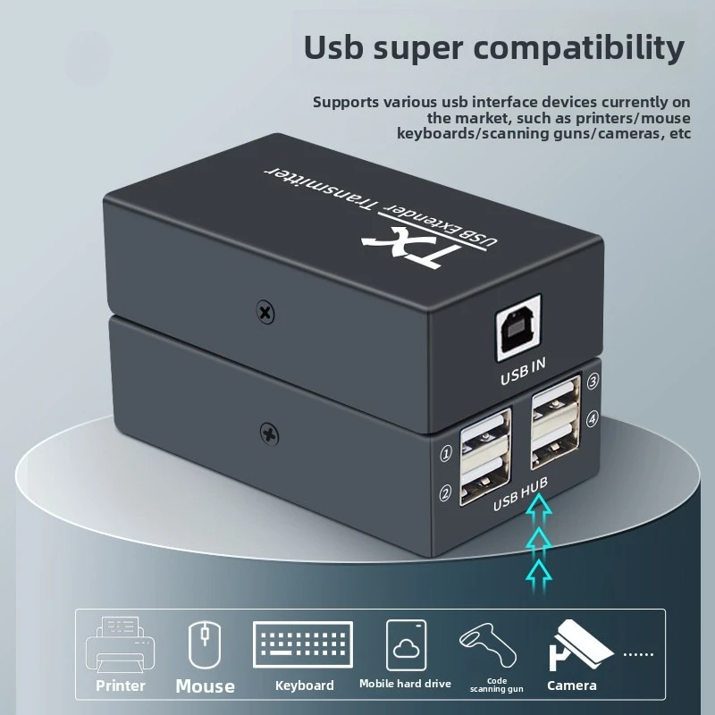 120M 4 Port USB Extender Over RJ45 Ethernet CAT6 Cable Sender Transmitter and Receiver Kit for Mouse Keyboard Printer Scanner
