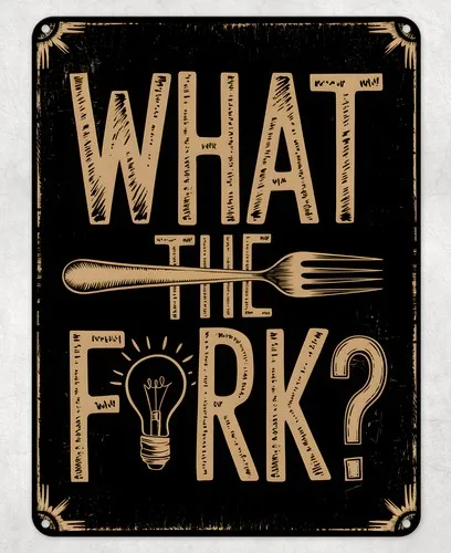 What the Fork Funny Joke Metal Poster Wall Tin Sign Man Cave Shed Home Plaque --Tin Sign