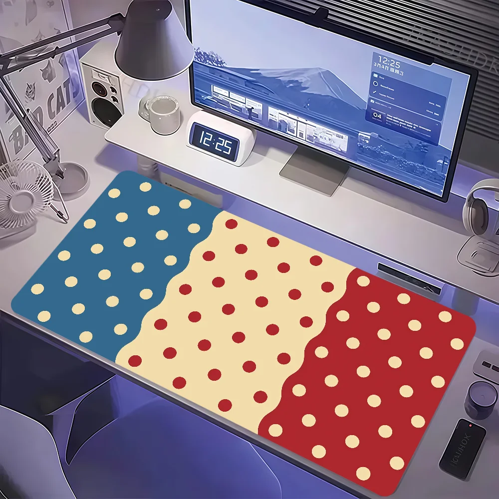 Color Blocked Polka Dots Mouse Pad Large Non-slip Lockedge Desktop Computer Desk Mat Keyboard MousePad Office Gamer Student