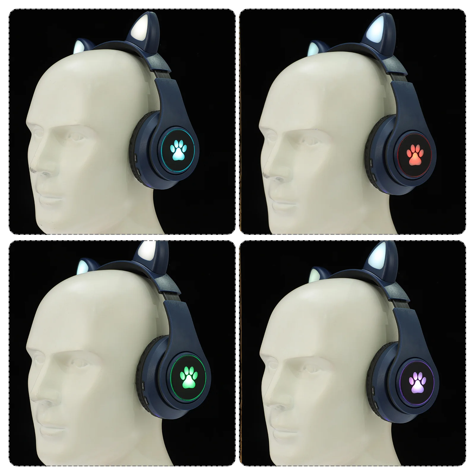 

Cat Ear Headphones Wireless Led Light Foldable Hifi Stereo Sound 40Mm Driver 5.0 Chip For Cellphone Computer