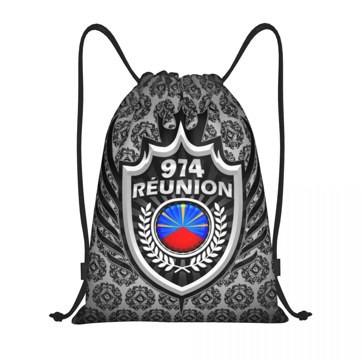 974 Reunion Wappen Kordel zug Taschen Männer Frauen faltbare Sporthalle Sackpack Shopping Rucksäcke