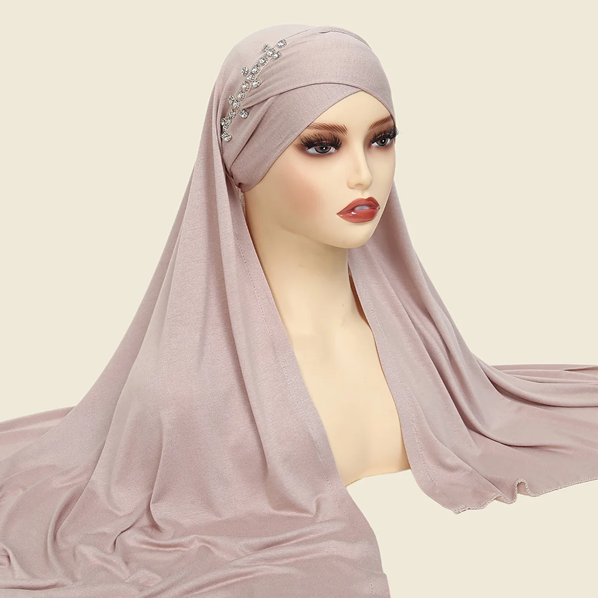 Diamond Women Pull On Turban Jersey Hijab Soft fronte Cross Instant Hijab Bonnet Cap scialli e avvolge velo sciarpa testa musulmana