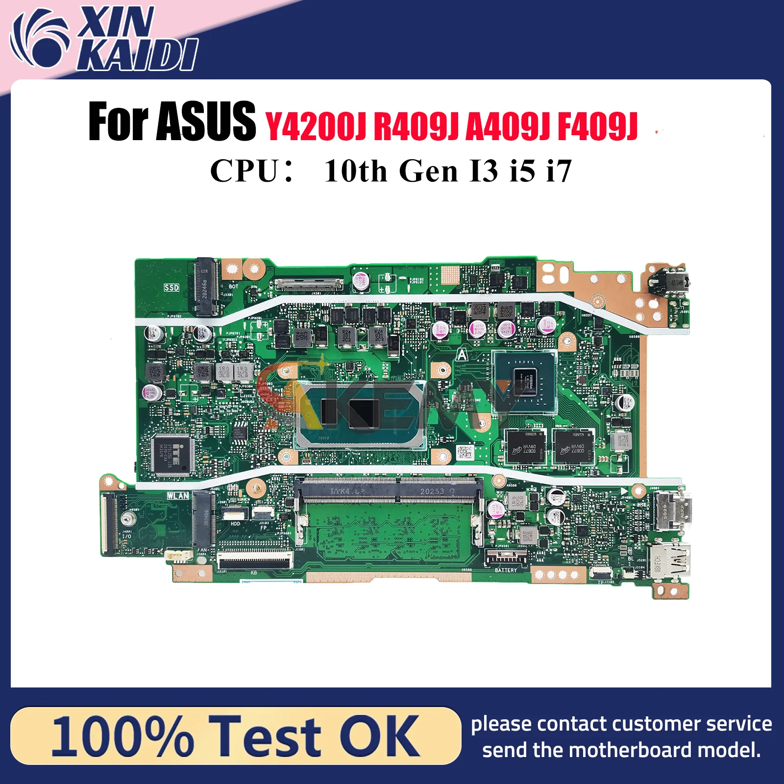 

X409JP Laptop Motherboard For ASUS F409J A509J X409J P1510CJA F509J R409J A409J X409JB X409JP Y4200J Mainboard 10th Gen I3 i5 i7