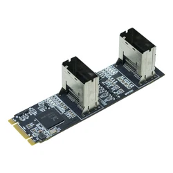 NEW M.2 to SATA Card PCI Express 3.0 M2 to SATA Multiplier Adapter 8 Port SATA 3 6Gbps Controllers B+M Key with 2 Mini SAS Cable