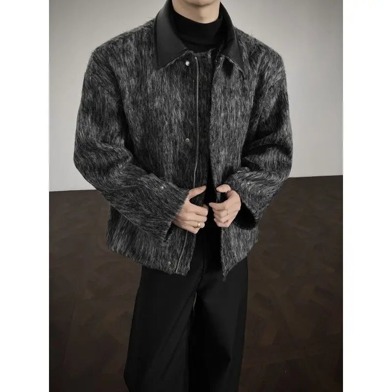 

Мужская демисезонная куртка из шерстяной смеси, черная, универсальная, адаптируемая к изменяющимся погодным условиям, теплая