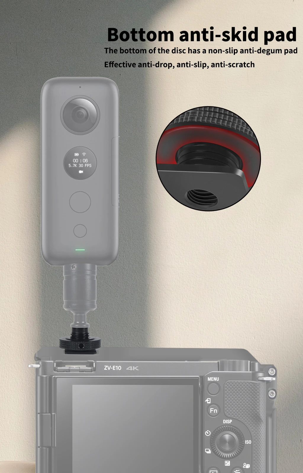 1/4" Gewindeloch Kaltschuhhalter Halterung Adapter für SLR Kamera Käfig Rig Stativ Blitzlicht Ständer Mikrofon Monitor Halter Telefon Vlog – Detail 5