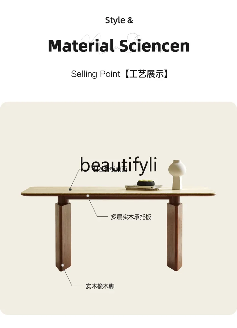 American retro style natural travertine dining table and chairs household medieval creative dining table