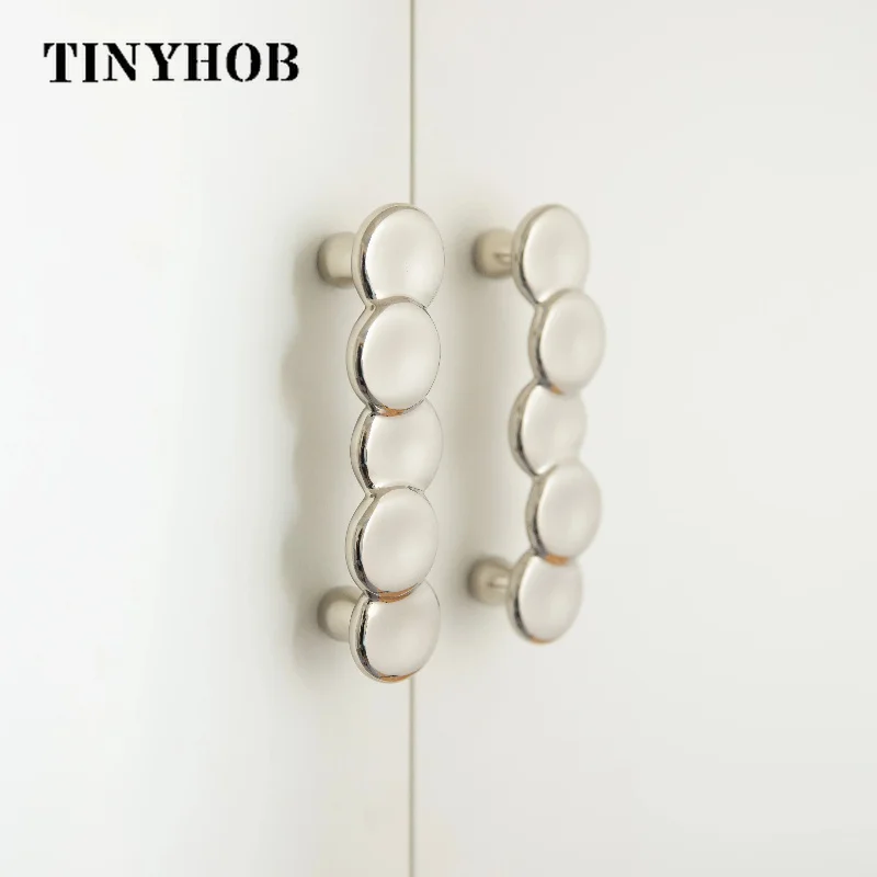 Solid Brass Nickel Silver Pebble Bead Cabinet Pulls Modern Drawer Handles For Wardrobe Kitchen Cupboard Furniture Hardware