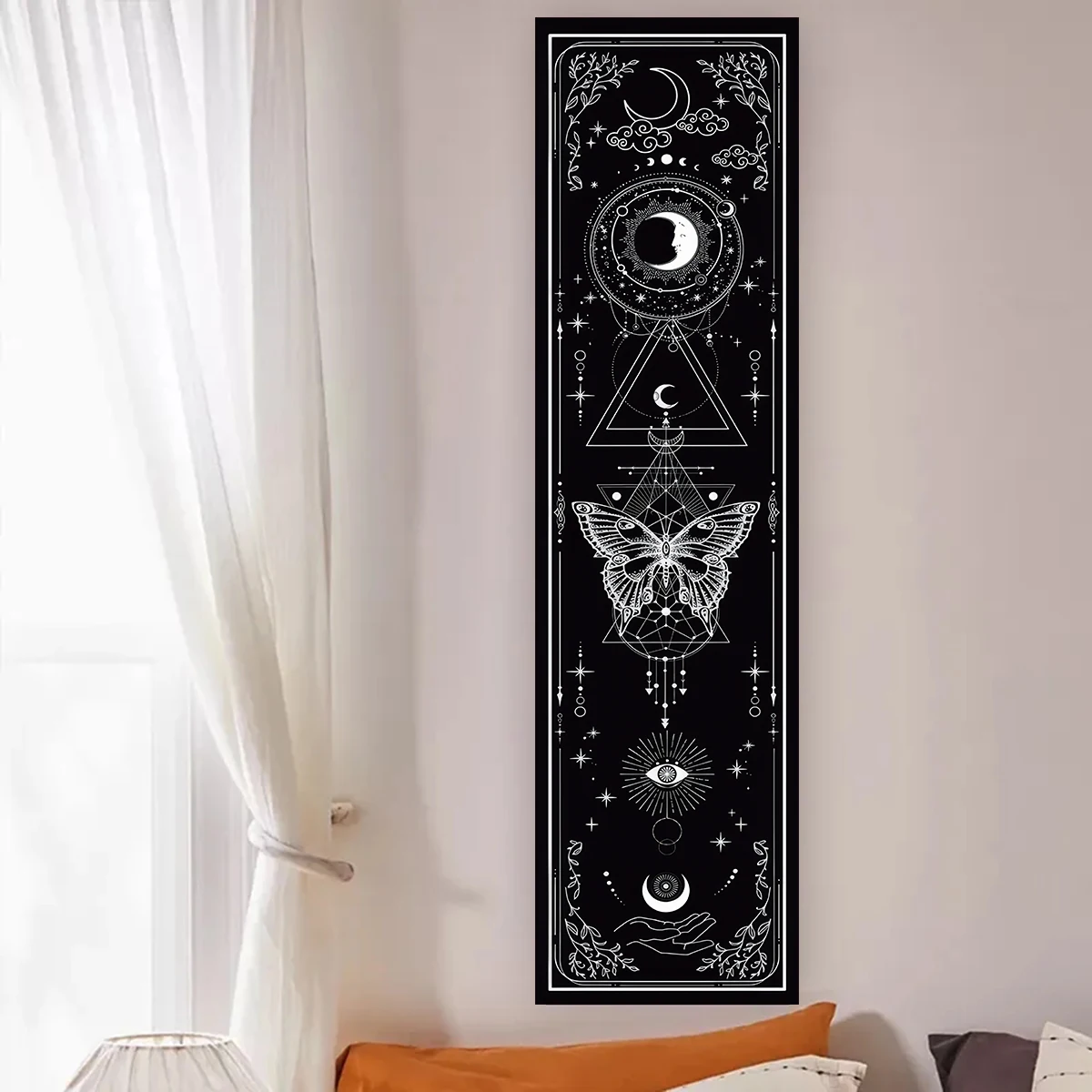 Sun Moon Tapestry Black and White Butterfly Tapestry For Living Aesthetic Office Gothic Witchy Tapestry Home Room Decor