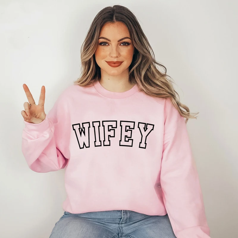 Hubby Wifey Couple Clothes Cotton Lover Owner Streetwear Sweatshirts Unisex Men and Women Kawaii Clothes Loose Black Jumpers